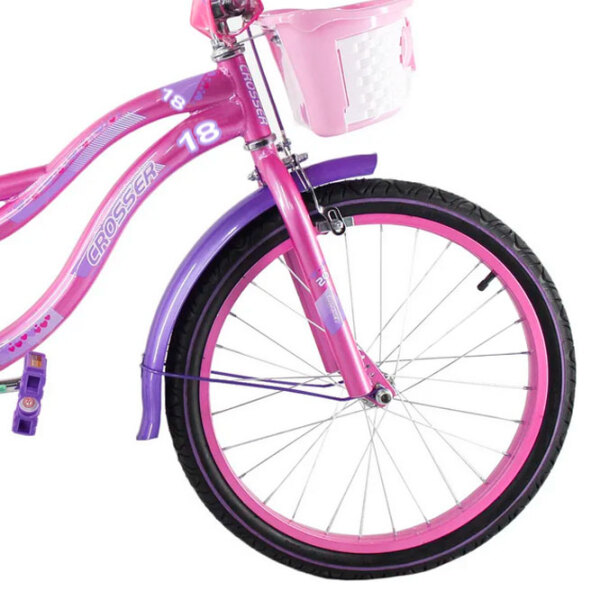 Bicicletă Crosser Kiddy 18" Pink White Oțel / Pentru copii photo 2