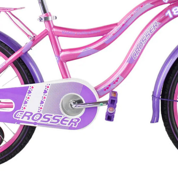 Bicicletă Crosser Kiddy 18" Pink White Oțel / Pentru copii photo 5