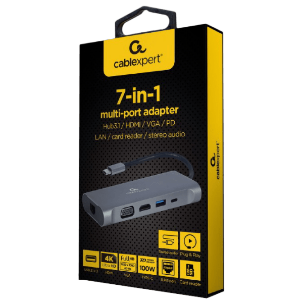 Адаптер Cablexpert A-CM-COMBO7-01 Серый USB Type-C photo 3