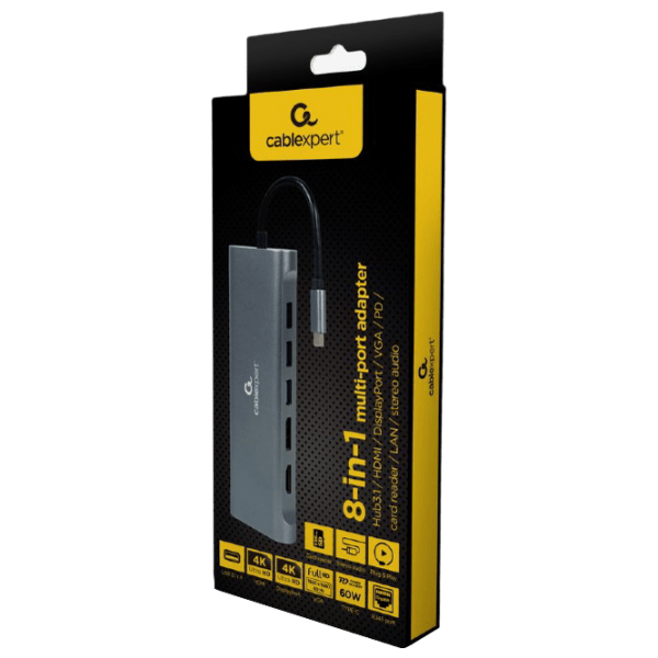 Adapter Cablexpert A-CM-COMBO8-01 Gray USB Type-C photo 3