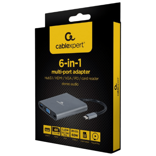 Adapter Cablexpert A-CM-COMBO6-01 Gray USB Type-C photo 3