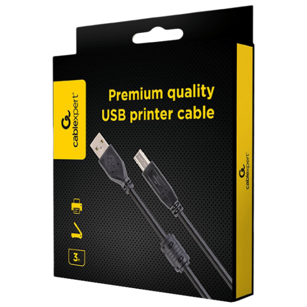 Cablu de date Cablexpert CCFB-USB2-AMBM-3M USB Type-A/ USB Type-B Black  photo 3