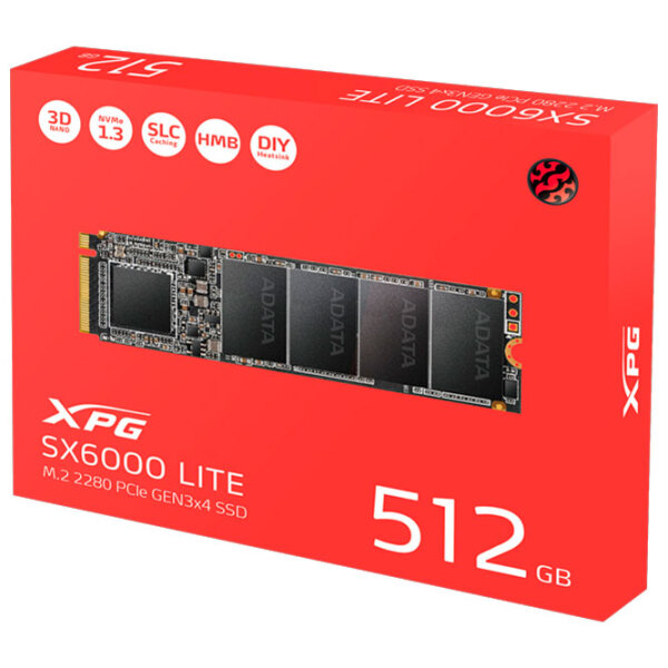 SSD ADATA SX6000 M.2 NVMe 512 ГБ Скорость чтения: 2100 MБ/ с,
Скорость записи: 1200 MБ/ с photo 6