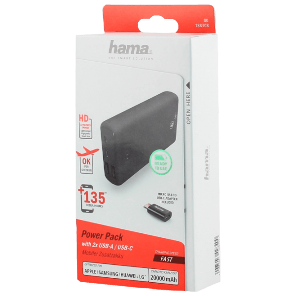 Power Bank 20000 мАч Hama Supreme 20HD (187292) Серый  photo 6