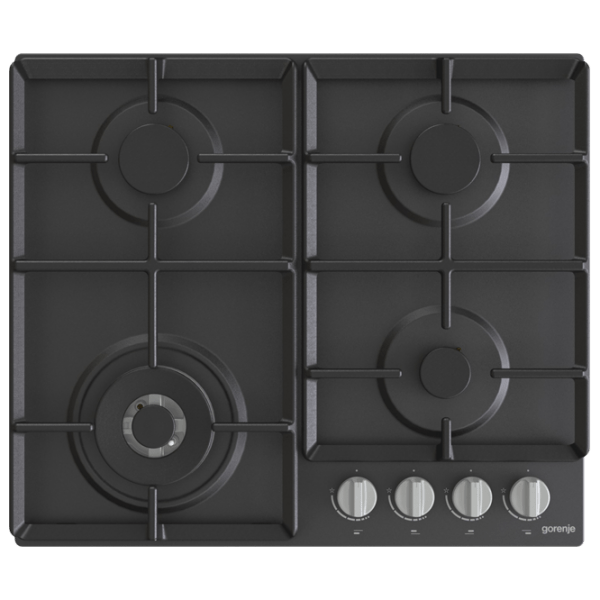 Plită încorporabilă pe gaz Gorenje GW 641 EXB Black Oțel emailat, Gratare: Fontă photo 1