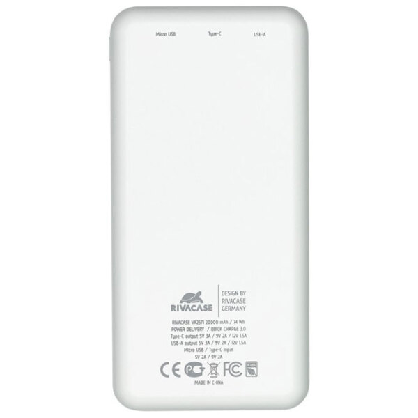 Power Bank 10000 mAh RivaCase VA2531 (18 W) White  photo 2