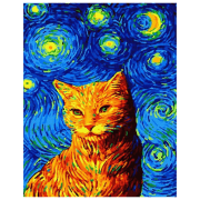 Pictură pe numere BrushMe Pisica sub cerul înstelat GX35619 50 x 40 cm, P&acirc;nză