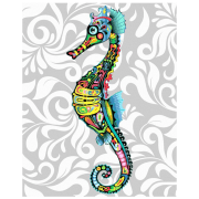 Pictură pe numere BrushMe Căluț de mare în ornament GX21238 50 x 40 cm, P&acirc;nză