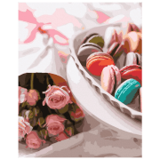 Pictură pe numere BrushMe Macarons cu dragoste GX41144 50 x 40 cm, P&acirc;nză