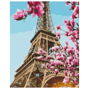 Pictură pe numere BrushMe Sakura la Paris BS52836 50 x 40 cm, P&acirc;nză