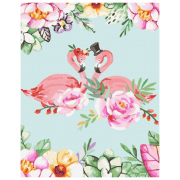 Pictură pe numere BrushMe Flamingo în arta florilor GT66170 50 x 40 cm, P&acirc;nză