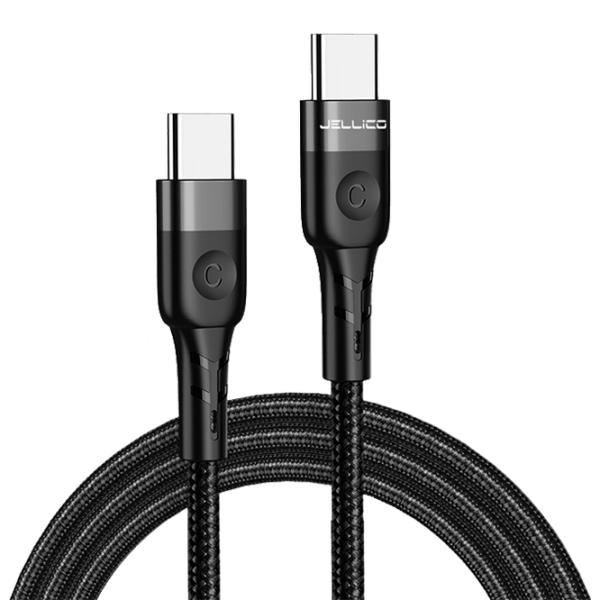 Cablu pentru telefon Jellico A4 USB Type-C/ USB Type-C Black  photo 1