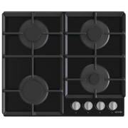 Plită încorporabilă pe gaz Gorenje GT 641 EXB Black Sticlă călită, Gratare: Fontă