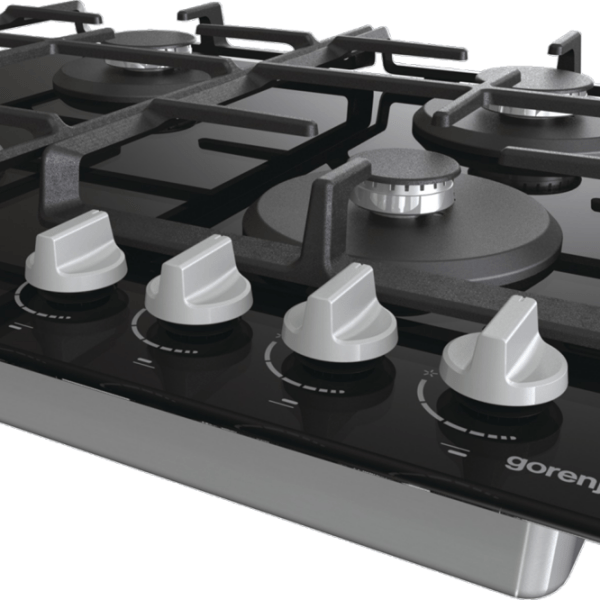 Plită încorporabilă pe gaz Gorenje GT 641 EXB Black Sticlă călită, Gratare: Fontă photo 5