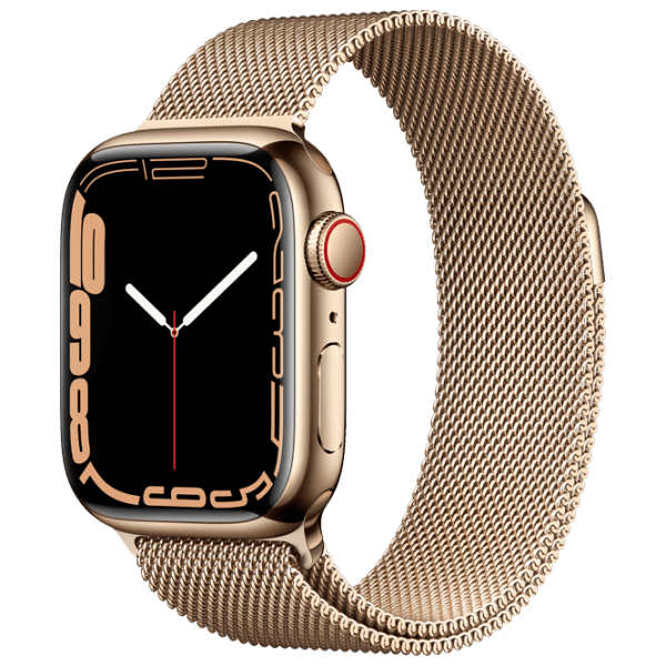 Умные часы Apple Watch Series 7 + Cellular (MKJ03WB/ A) Нержавеющая сталь Золотой, Gold Milanese Loop Материал ремешка: Нержавеющая сталь, 41 мм photo 1