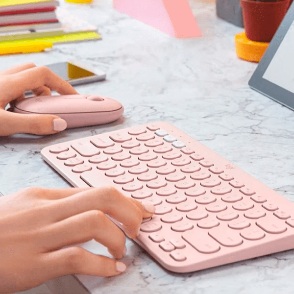 Tastatură Logitech K380 Rose Home and Office, Fără fir photo 5