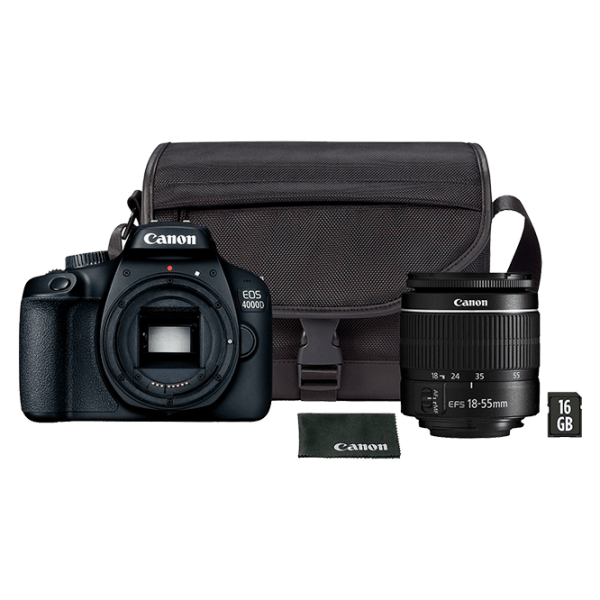Cameră foto Canon EOS 4000D + EF-S18-55 DC III + SB130 + SD-Card 16GB Kit Black CMOS, 18 MP, f/ 3.5 - f/ 5.6 photo 1