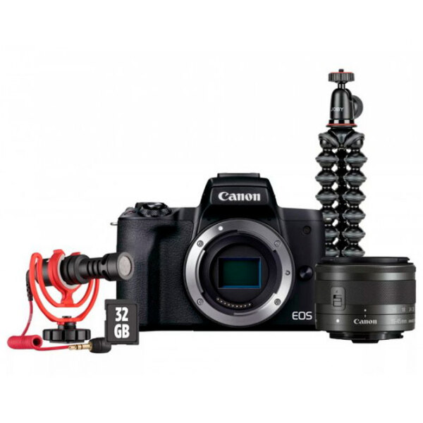 Cameră foto Canon EOS M50 Mark II & EF-M 15-45mm f/ 3.5-6.3 IS STM + EF-M 15-45mm f/ 3.5-6.3 IS STM + Vlogger Kit Kit Black CMOS, 24.1 MP, f/ 3.5 - f/ 6.3 photo 9