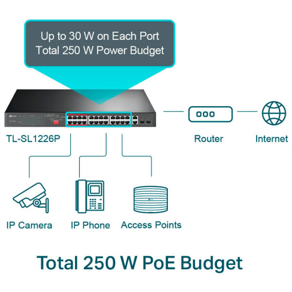Switch TP-Link TL-SL1226P Gray 8.8 Gbit/ s photo 5