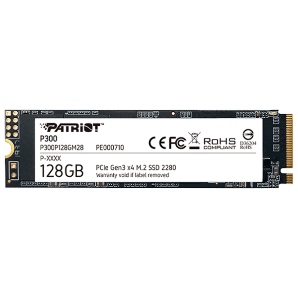 SSD Patriot P300 M.2 128 ГБ Скорость чтения: 2100 MБ/ с,Скорость записи: 1650 MБ/ с photo 1