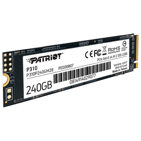 SSD Patriot P310 M.2 240 ГБ Скорость чтения: 1700 MБ/ с,
Скорость записи: 1050MБ/ с photo 2