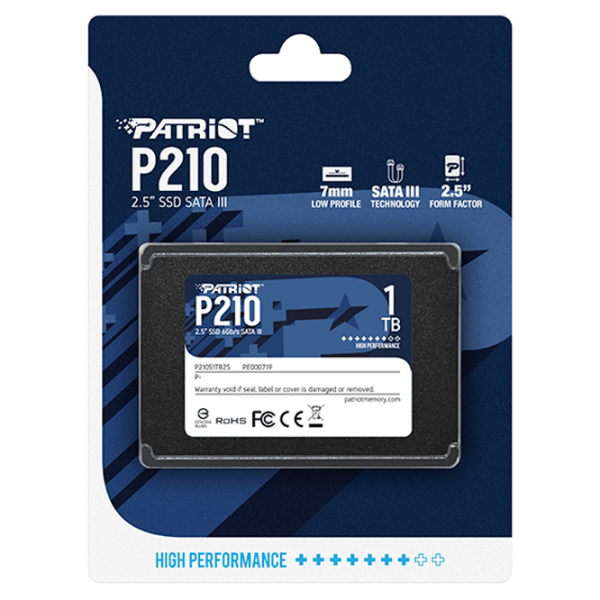 SSD Patriot P210 2.5'' 1 ТБ Скорость чтения: 520 MБ/ с,
Скорость записи: 430 MБ/ с photo 5
