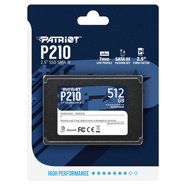 SSD Patriot P210 2.5'' 512 ГБ Скорость чтения: 520 MБ/ с,Скорость записи: 430 MБ/ с photo 5