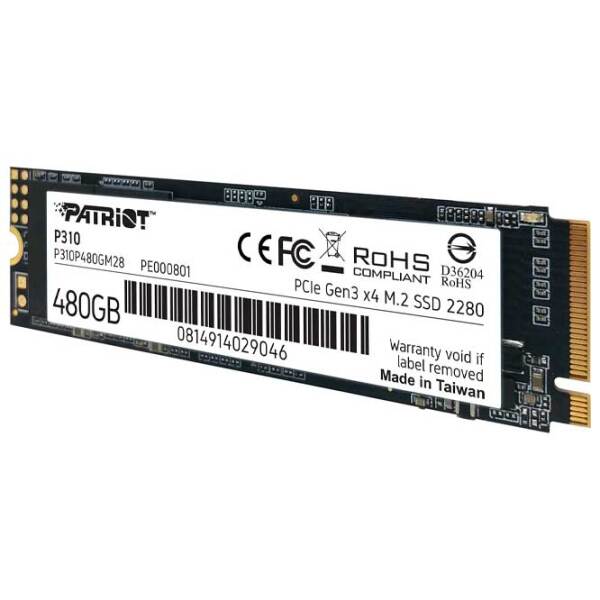 SSD Patriot P310 M.2 480 ГБ Скорость чтения: 1700 MБ/ с,
Скорость записи: 1050MБ/ с photo 3
