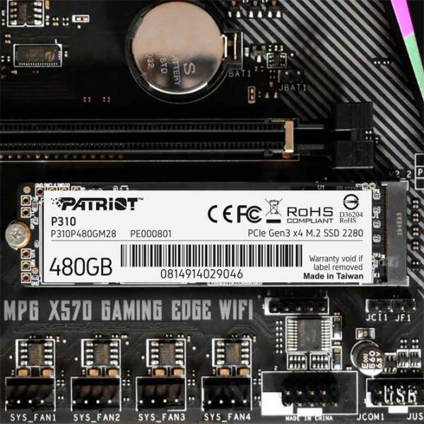 SSD Patriot P310 M.2 480 ГБ Скорость чтения: 1700 MБ/ с,
Скорость записи: 1050MБ/ с photo 4