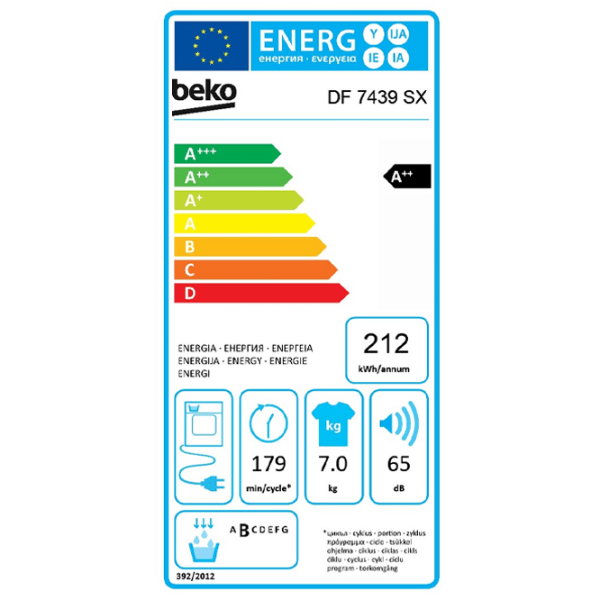 Mașină de uscat rufe Beko DF7439SX White 7 kg, A++ photo 5