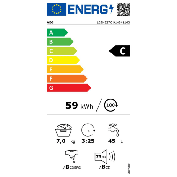 Mașină de spălat AEG L6SNE27C White 7 kg, 1200 rpm, C photo 6