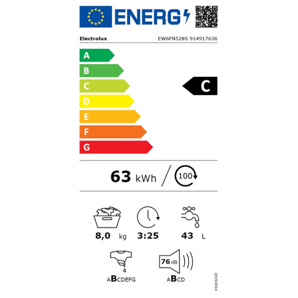 Mașină de spălat Electrolux EW6FN528S White 8 kg, 1200 rpm, C photo 6