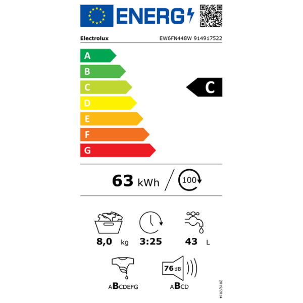 Mașină de spălat Electrolux EW6FN448W White 8 kg, 1400 rpm, C photo 7