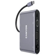 Adapter Canyon DS-14 8-in-1 Gray USB Type-C