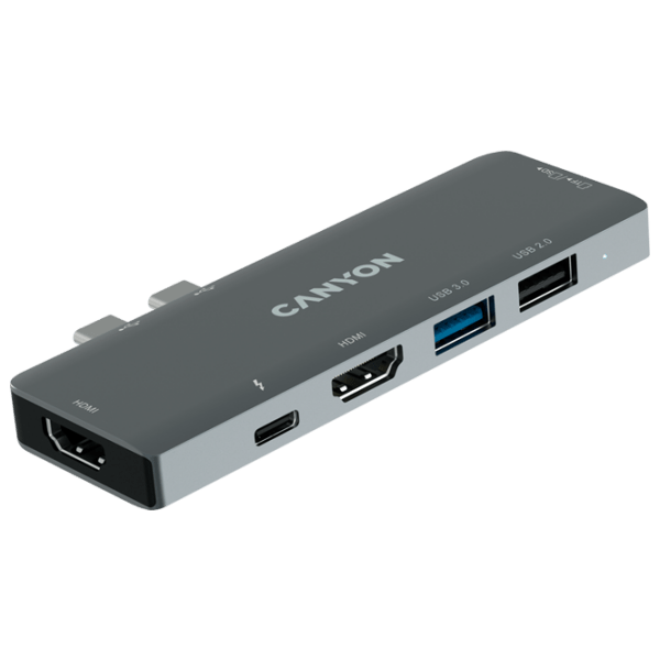 Adapter Canyon DS-5B 7-in-1 Gray USB Type-C photo 1