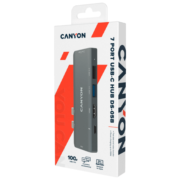 Adapter Canyon DS-5B 7-in-1 Gray USB Type-C photo 6
