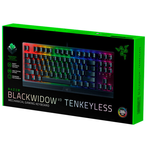 Tastatură Razer BlackWidow V3 Tenkeyless Black Green Switch Gaming, Cu fir photo 7