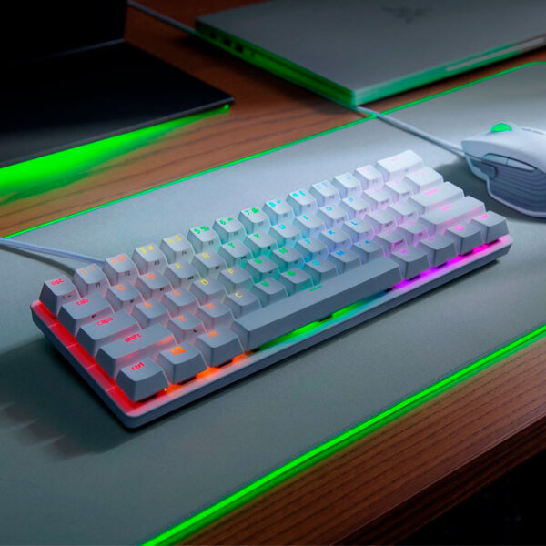 Tastatură Razer Huntsman Mini White Purple Switch Gaming, Cu fir photo 6