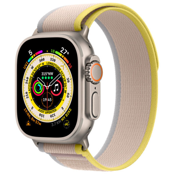 Curelușă Apple Watch Trail Loop Beige Yellow/ Gray Nailon photo 2