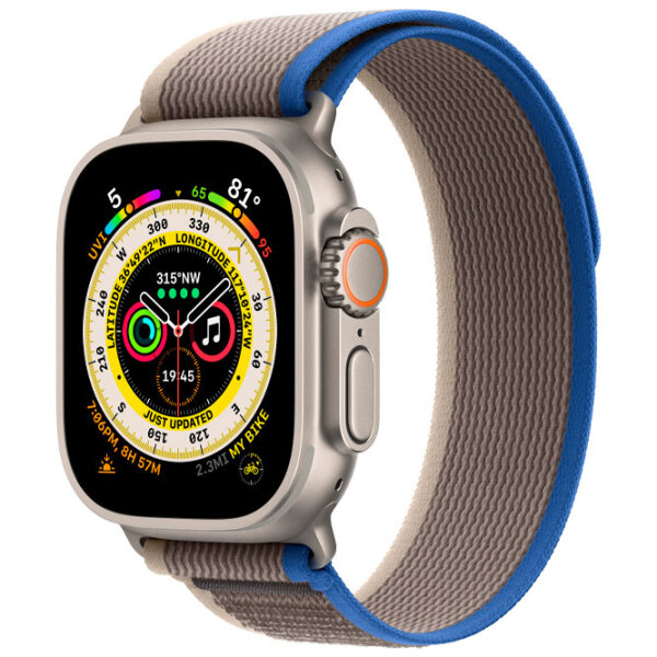 Curelușă Apple Watch Trail Loop Gray Blue Nailon photo 2