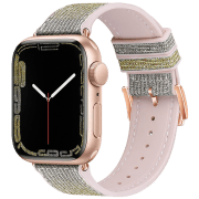 Ремешок Apple Watch WA11 Diamond series double-section Розовый Silver yellow Силикон, 42, 44, 45, 49 мм