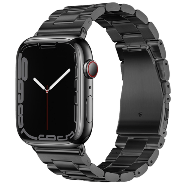 Curelușă Apple Watch WA10 Grand series three-bead Black Metal, 42 / 44 / 45 / 49 mm photo 1