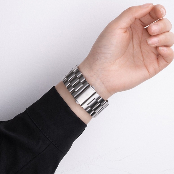 Curelușă Apple Watch WA10 Grand series three-bead Silver Metal, 42 / 44 / 45 / 49 mm photo 4
