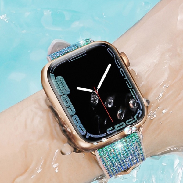 Ремешок Apple Watch WA11 Diamond series double-section Розовый Blue green Силикон, 42, 44, 45, 49 мм photo 3