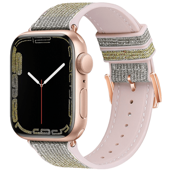 Ремешок Apple Watch WA11 Diamond series double-section Розовый Silver yellow Силикон, 38, 40, 41 мм photo 1