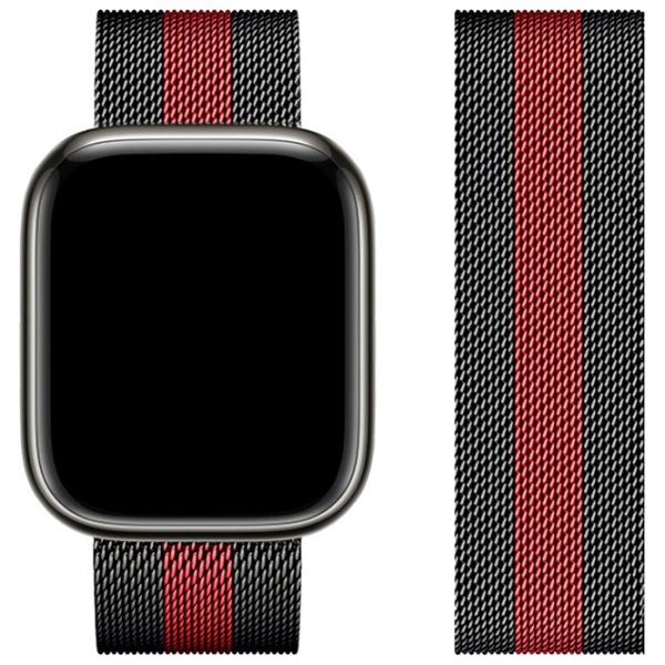 Ремешок Apple Watch WA03 Simple beauty series Черный Red Металл, 38, 40, 41 мм photo 2