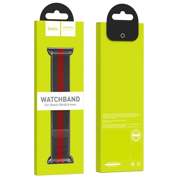 Ремешок Apple Watch WA03 Simple beauty series Черный Red Металл, 38, 40, 41 мм photo 4