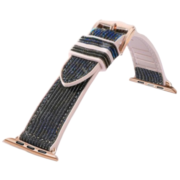 Ремешок Apple Watch WA11 Diamond series double-section Черный Gold blue Силикон, 38, 40, 41 мм photo 2