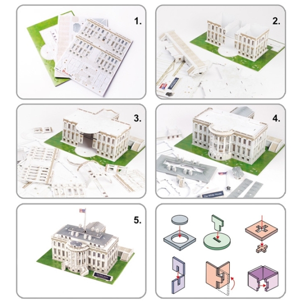 Puzzle 3D CubicFun The White House (3C060h) Numărul de piese: 65, V&acirc;rsta recomandată: 8+ photo 3