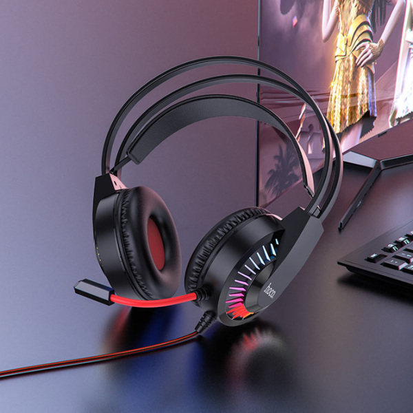 Căști Hoco W105 Joyful Red Cu fir/ Gaming/ Over the ear photo 6